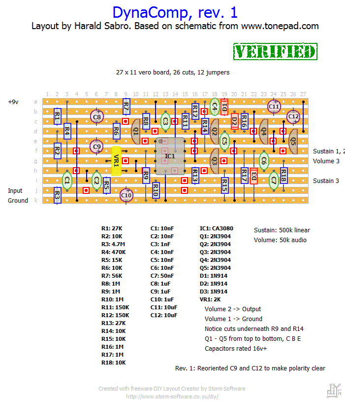 MXR DynaComp vero layout