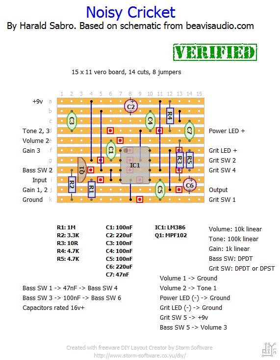 Noisy Cricket vero layout