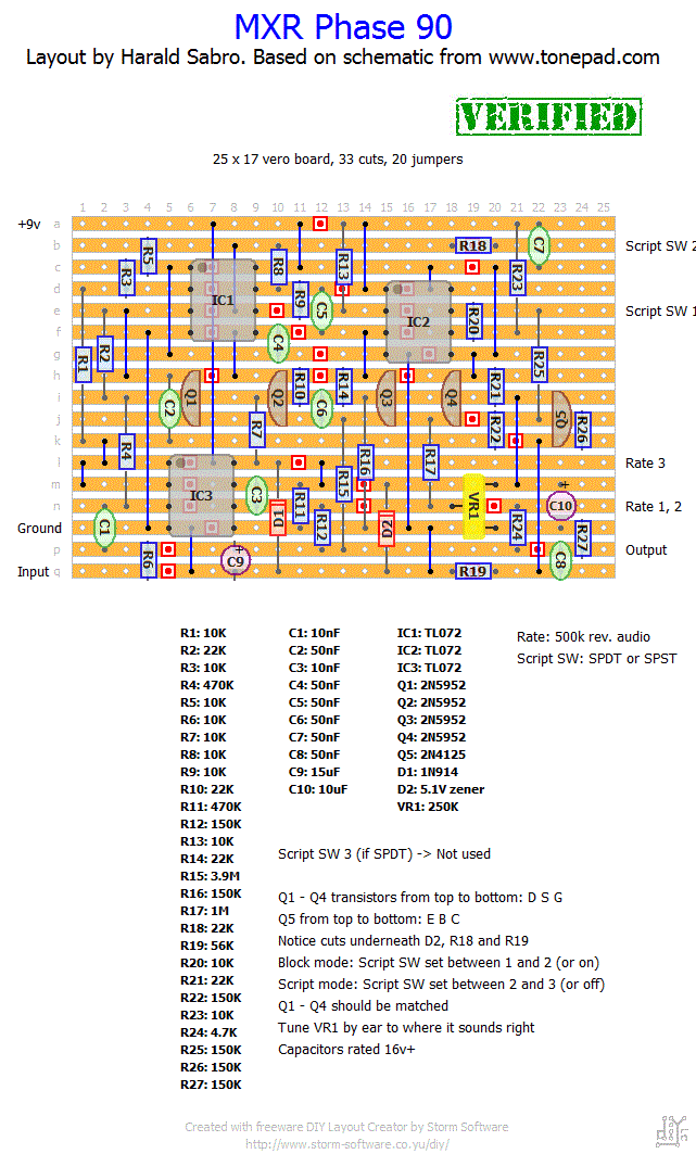 MXR Phase 90 vero layout