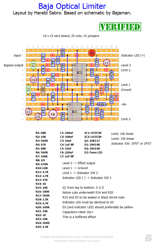 Baja Optical Limiter vero layout