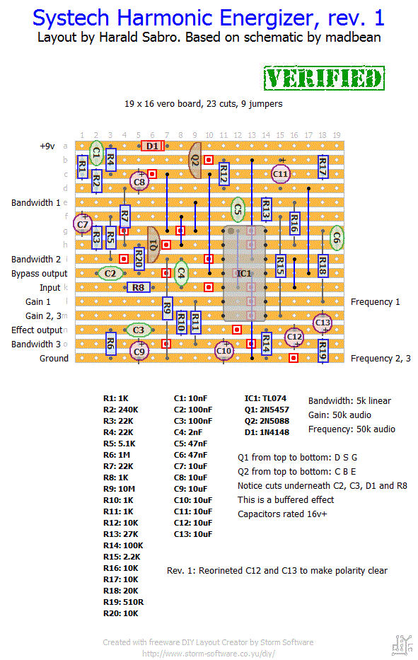 Harmonic Energizer vero layout